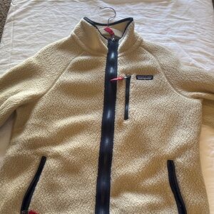 Patagonia Tan Fleece Jacket with Black Accents